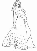 Coloring Dress Pages Barbie Lady Dresses Cartoon Colouring Wedding Women Girl Printable Formal Kids Princess Gown Ball Clipart Disney Popular sketch template