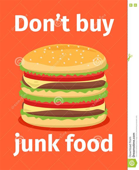 junk food poster  burger stock vector illustration  lunch fast