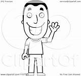 Man Waving Happy Cartoon Coloring Clipart Outlined Vector Cory Thoman Royalty sketch template