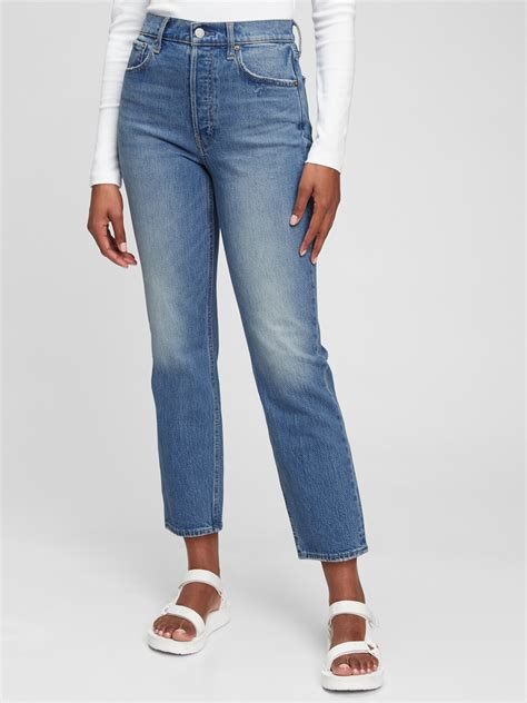 high rise cheeky straight jeans  washwell gap