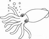 Squid Clipart Outline Cuttlefish Clip Coloring Octopus Sea Animals Cute Marine Life Animated Outlined Mouth Open Pages Vector Clipground Clipartix sketch template