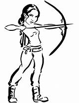 Hunger Katniss Games Drawing Coloring Bow Arrow Native American Archer Pages Printable Cartoons Categories sketch template