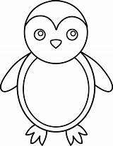 Penguin Line Clip Cute Drawings Lineart Colorable Sweetclipart sketch template
