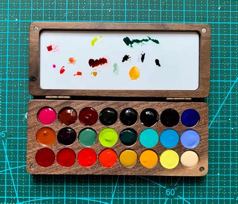 Walnut Watercolour Bi Fold Travel Paint Box Paint Case Etsy