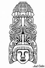 Totem Mayan Incas Mayans Coloring Aztecs Aztec Inca Inspiration Inspired Pages Adult sketch template