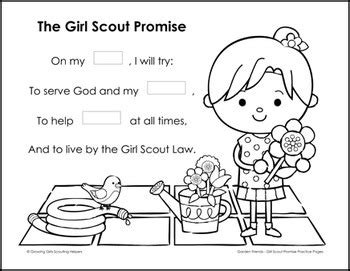 garden friends girl scout promise practice pages daisies brownies