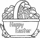 Easter Basket Coloring Pages Egg Printable Drawing Happy Bunny Outline Color Print Shape Chick Getdrawings Getcolorings sketch template