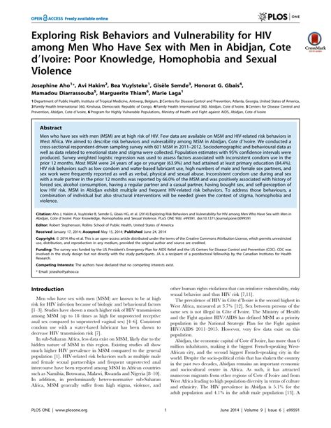 pdf exploring risk behaviors and vulnerability for hiv among men who