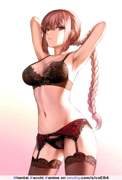 hentai ecchi anime lingerie lace braidedhair longhair
