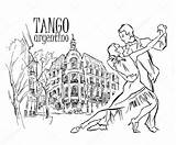 Tango Bailarines Ilustración sketch template