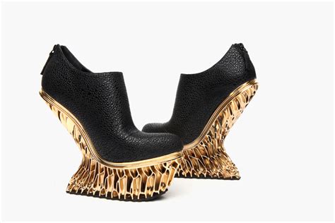 francis bitonti gold plated 3d printed mutatio shoes for united nude