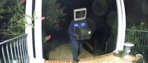 Man With Tv On His Head Caught On Camera Leaving Old Tvs On Front