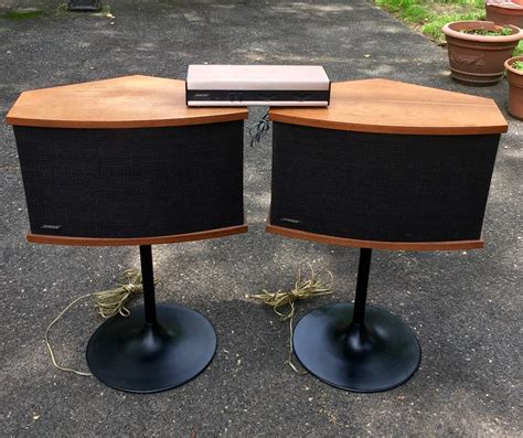 vintage bose  series  speakers walnut case  black stands equalizer ebay