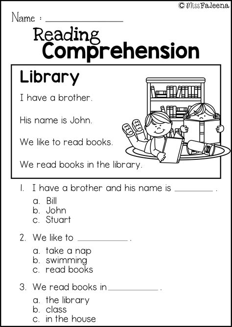 reading comprehension practice kindergarten reading worksheets