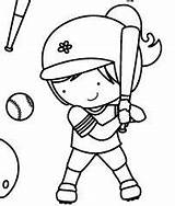 Ball Coloring Pages Baseball Kids Girl Playing Girls Fun Softball Template Mom Templates Patterns sketch template