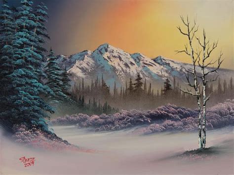 Bob Ross Pastel Winter Oil Painting And Bob Ross Pastel