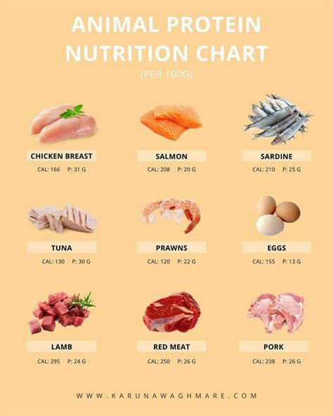 animal protein nutrition chart   protein nutrition food
