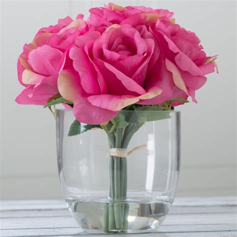 Pure Garden Rose Arrangement In Glass Vase And Reviews Wayfair
