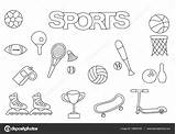 Sports Coloring Drawn Hand Vector Book Set Template Stock Illustration Doodle Outline Kids Depositphotos sketch template