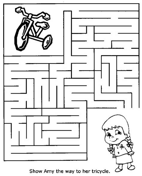 maze find tricycle printable mazes mazes  kids mazes  kids