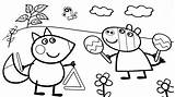 Peppa Pig Coloring Pages Pdf Kids Printable Drawing Puddles Muddy Getdrawings Print Sheet Playing Outside Template sketch template