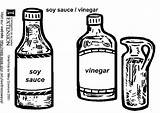 Vinagre Soya Soja Aceto Saus Vinegar Kleurplaat Vinaigre Coloriage Soia Azijn Imprimir sketch template