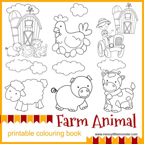 kids farm animal printable colouring pages