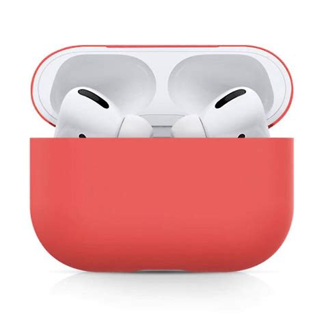 sifree fleksibelt etui til airpods pro silikone skin airpod case cover smooth light red