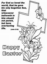 Easter Coloring Pages Religious Kids Christian Clipart Happy Sheet Printable Children Jesus Color John Printables Sheets Colouring Cross Risen Clip sketch template