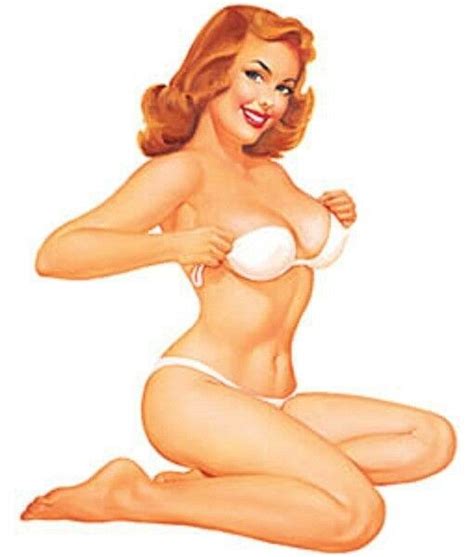 retro sexy redhead girl ginger stickers set of 2 rare and oop art baron von lind ebay