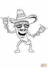 Coloring Chilli Maracas Pages Hot Mexican Drawing Mexico Sombrero Pepper Boy Fiesta Man Getdrawings Color Printable Mayo Cinco Colorings Drawings sketch template