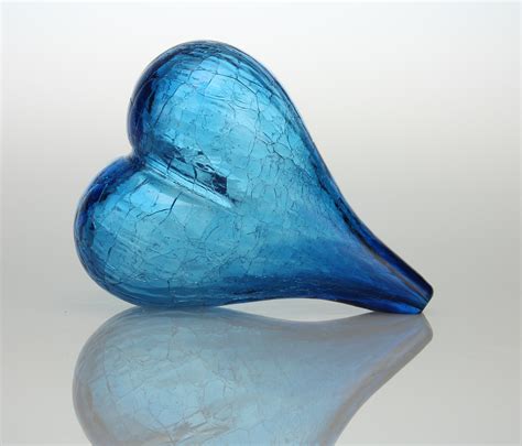 Blown Glass Heart In Blue By Tom Bloyd Art Glass Sculpture Artful Home