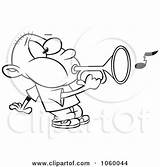 Cartoon Playing Boy Bugle Illustration Outline Toonaday Royalty Clip Vector Trumpet 2021 sketch template