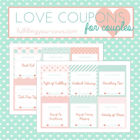 Free Printable Love Coupons For Couples Fulfilling Your Vows