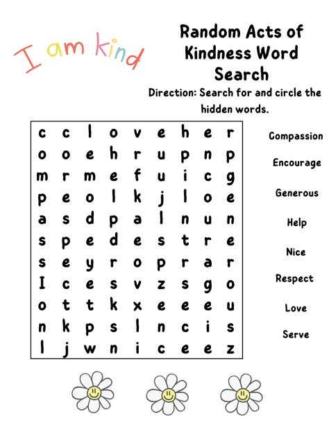 word search kindness printables hourfamilycom