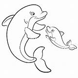 Dolphin Dolfijn Delfin Kolorowanki Kolorowanka Dolphins Kleurplaten Kleurplaat Dauphin Dessin Drukowania Coloriage Moeder Schwimmt Petit Swims Marini Maluchy Her Matka sketch template