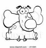 Outline Dog Mouth Bone Coloring Clipart Fat Sitting His Royalty Illustration Toon Hit Rf Clipartof sketch template