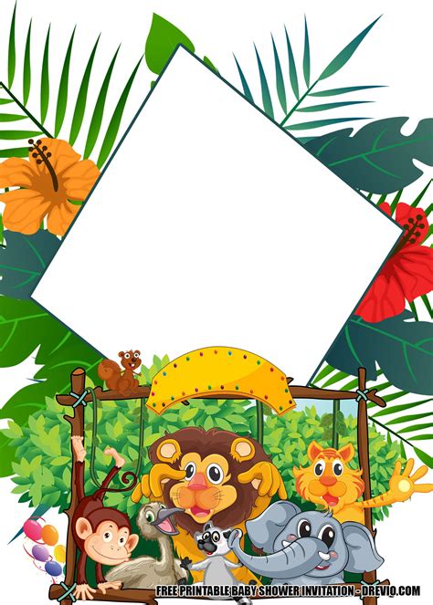 printable safari baby shower invitation templates