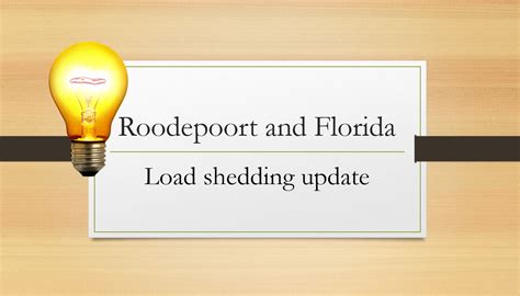 load shedding tonight   coming weekend roodepoort record