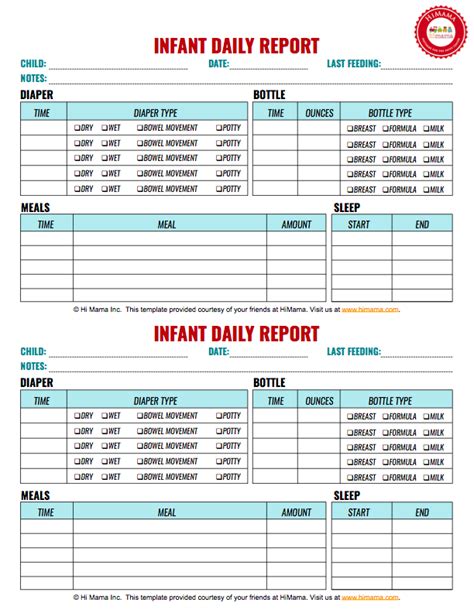 daycare daily sheets reports forms templates resources daycare