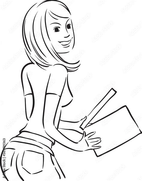 Whiteboard Drawing Blond Girl With Clapboard Png Image With