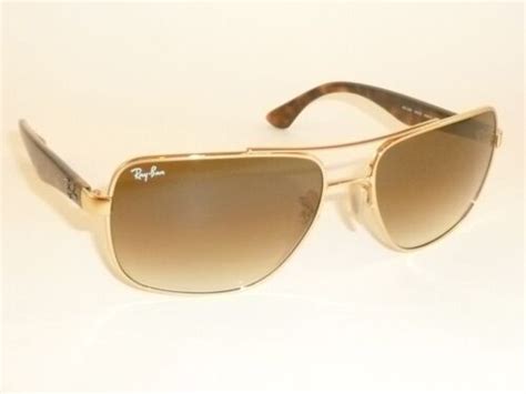 new ray ban sunglasses gold frame rb 3483 001 51 gradient brown lenses