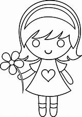 Coloring Pages Girl Drawing Easy Drawings Line Choose Board Kids Cartoon sketch template