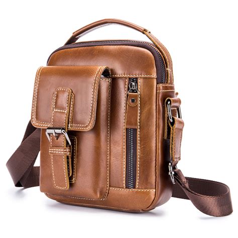 men classic leather handbag  detachable shoulder strap alexnldcom