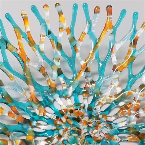 Fused Glass Art Sea Coral Bowl Ocean Life Beach Themed