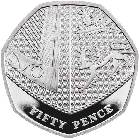 fifty pence  royal shield coin  united kingdom  coin club