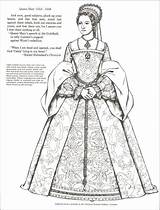 Elizabeth Coloring Mary Queens Kings England Color Pages Colouring Tudor Fashion Historical Elizabethan Queen Book Dress Renaissance Clothing Adult Choose sketch template