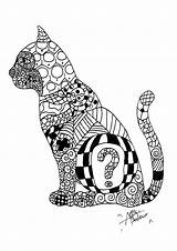 Coloring Zentangle Pages Cat Adults Kids Adult Color Print Animal Pumpkin Kittens Printable Detailed Halloween Discover Style Butterflies Children Pattern sketch template
