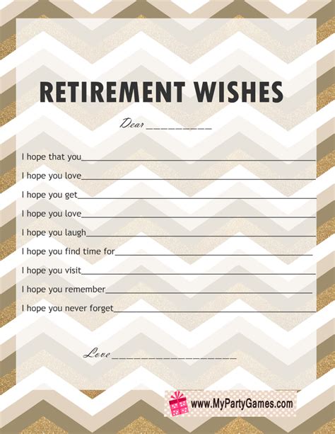 printable retirement wishes game cards