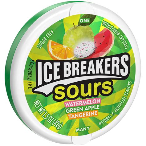 ice breakers sours green apple watermelon tangerine sugar   oz